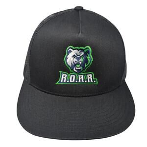 Roar Snapback Trucker Hat Black OS Adjustable Embroidered Mesh Back Sport-Tek